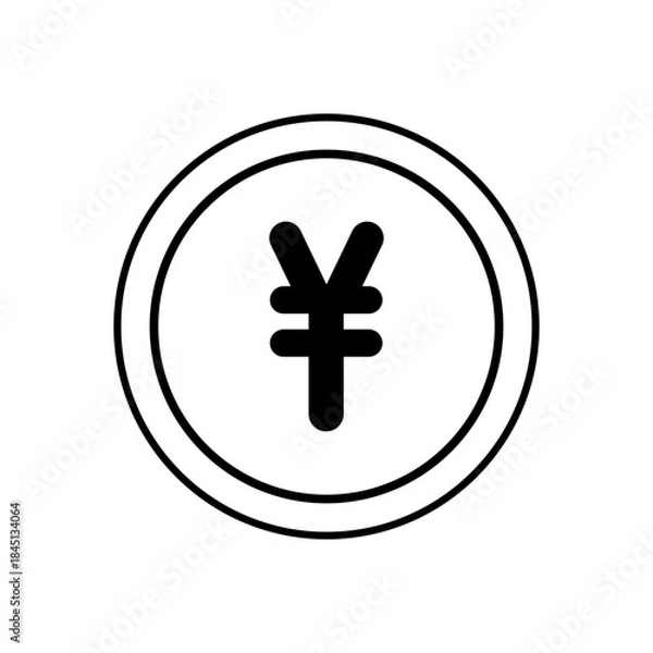 Obraz 白黒の円マークコインのシンプルアイコン