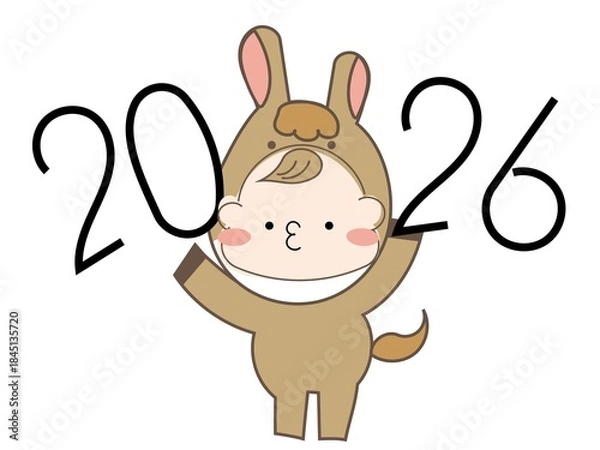 Obraz 馬の着ぐるみを着た赤ちゃん