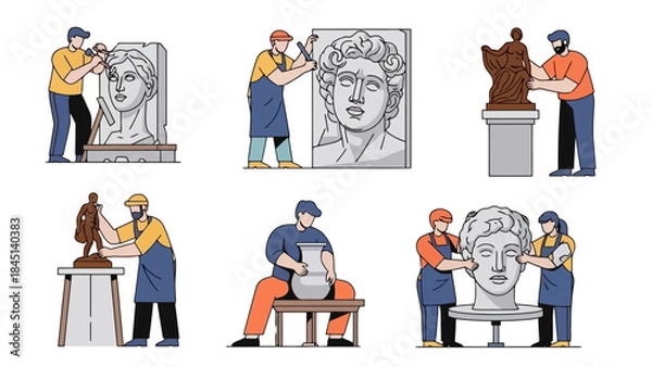 Fototapeta Diverse Artists Crafting Sculptures and Pottery in Creative Studio Scenes