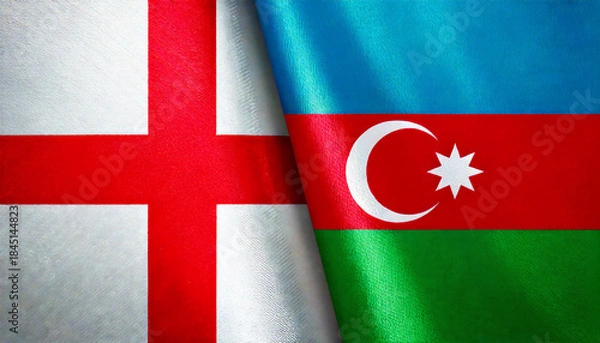 Obraz アゼルバイジャンの国旗とイングランドの国旗(Azerbaijan flag & England flag.)

