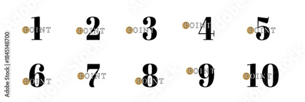 Obraz シンプル＆スタイリッシュ。数字のアイコンセット。