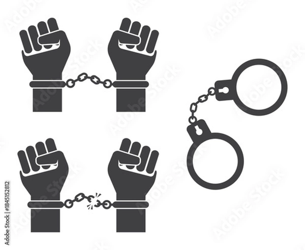 Fototapeta handcuff lock hands icon set