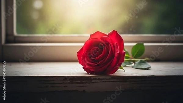 Obraz Single rose by the window