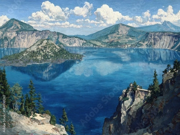 Fototapeta lake and mountains