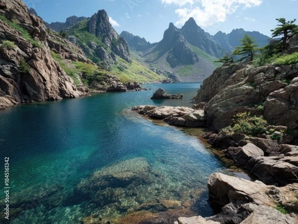 Fototapeta lake and mountains
