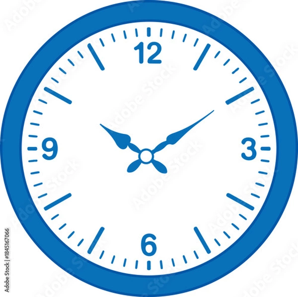 Obraz Simple Blue Analog Wall Clock Icon