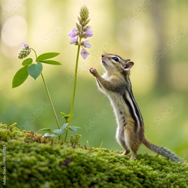 Obraz a curious chipmunk with prominent stripes