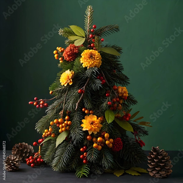 Obraz a decorative abstract Christmas tree composition