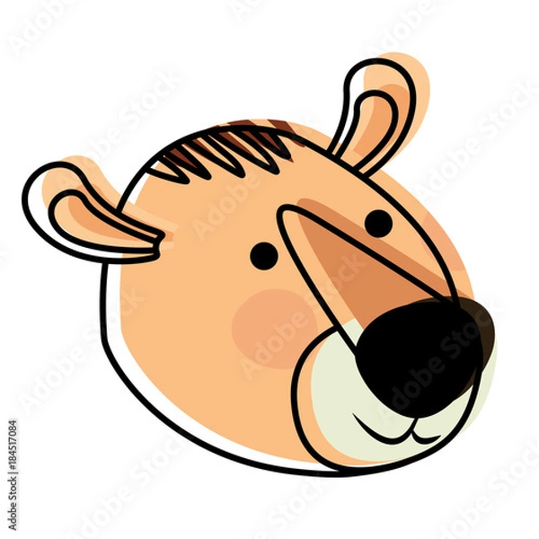 Fototapeta tiger cartoon head in watercolor silhouette vector illustration