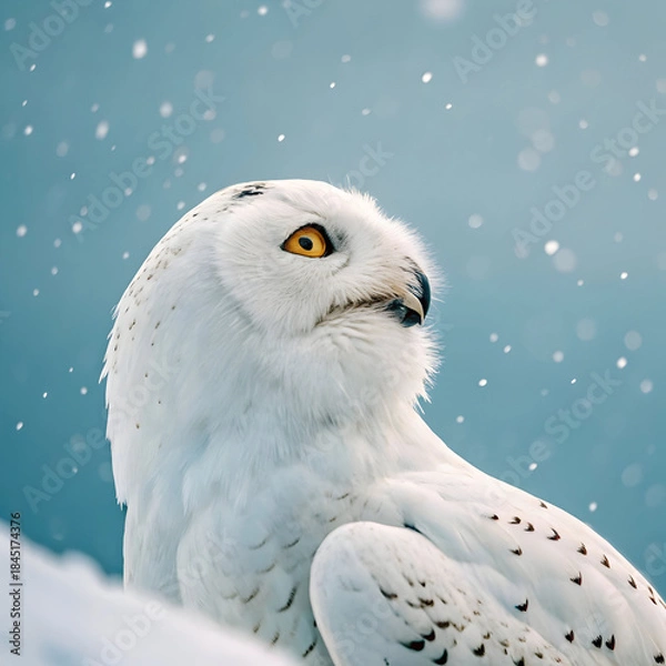 Obraz a charming snowy owl with striking golden eye