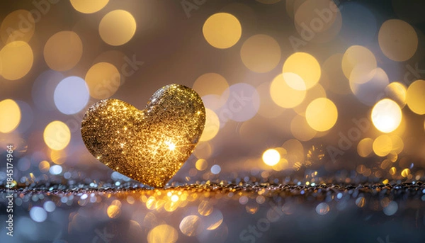 Obraz 金色のハートと幻想的な背景