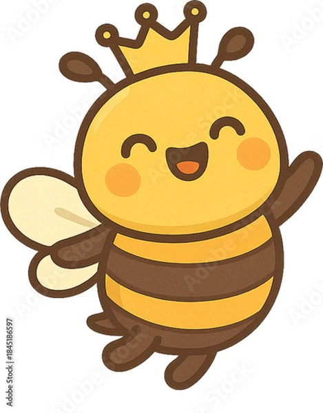 Obraz 왕관을 쓰고 인사하는 귀여운 여왕벌 캐릭터