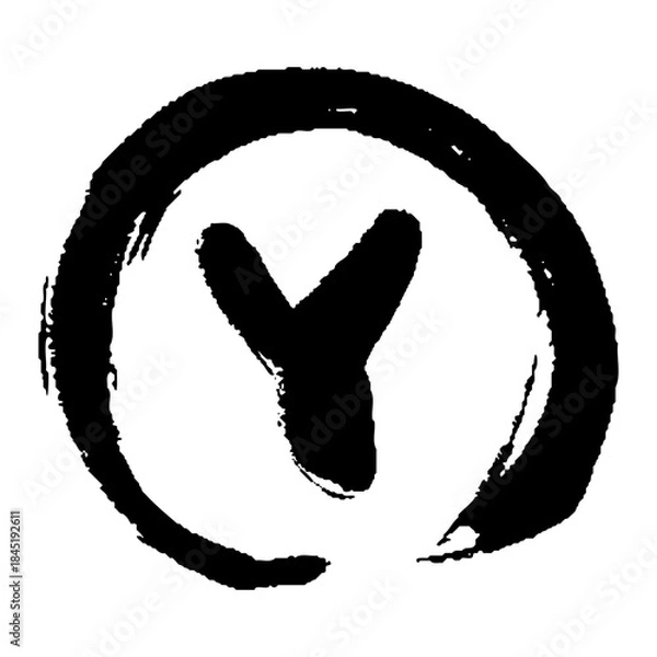 Obraz 丸囲みの筆書きアルファベットのY