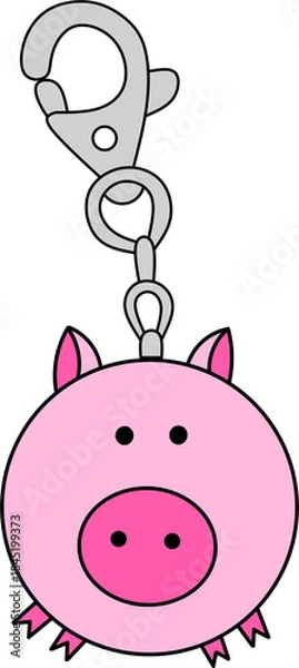 Obraz Cute Pink Pig Head Keychain 