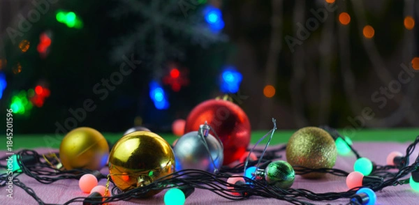 Obraz Various Christmas toys are scattered