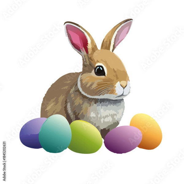Fototapeta easter bunny and easter eggs vector graphic design