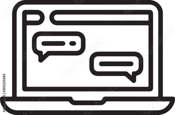 Fototapeta Laptop computer with chat bubbles on screen