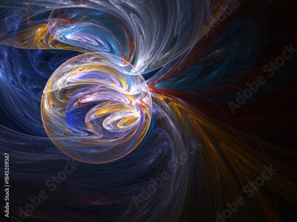 Obraz Fractal colored abstract on black background