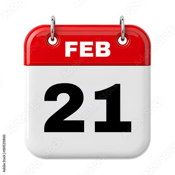 Fototapeta 21 February Date Calendar 3D