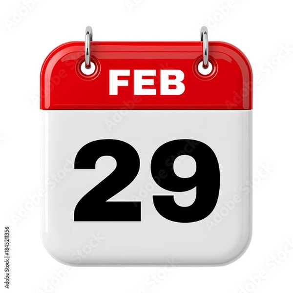 Fototapeta 29 February Date Calendar 3D