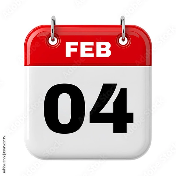 Fototapeta 4 February Date Calendar 3D