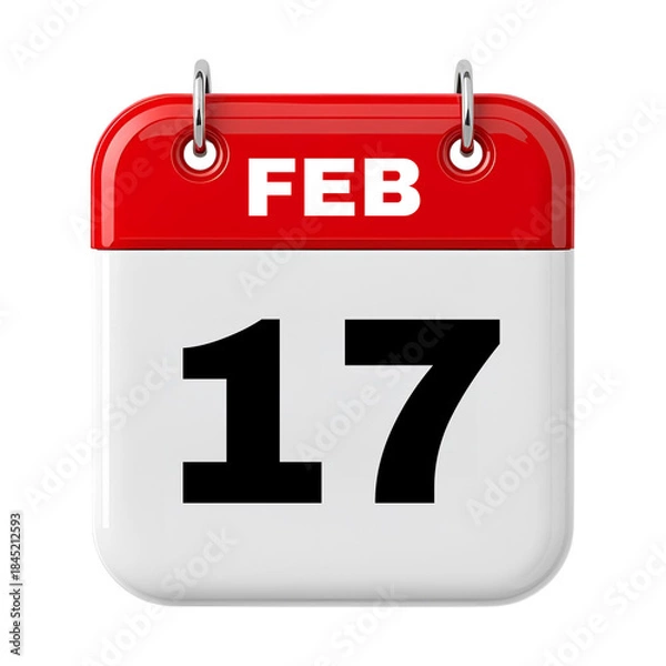 Fototapeta February Date Calendar 3D