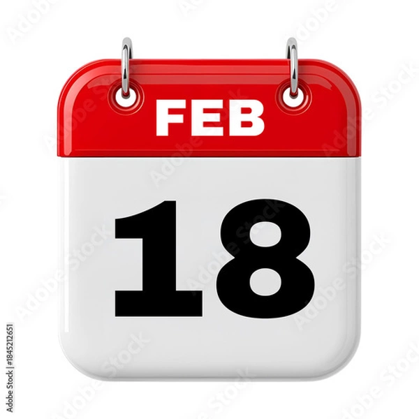 Fototapeta February Date Calendar 3D