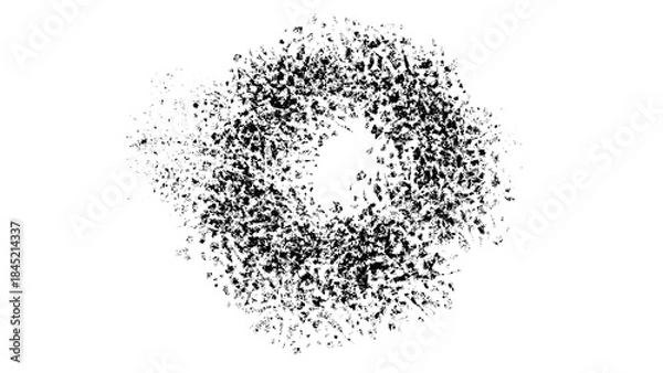 Fototapeta Scattered ash texture in the shape of a circle frame