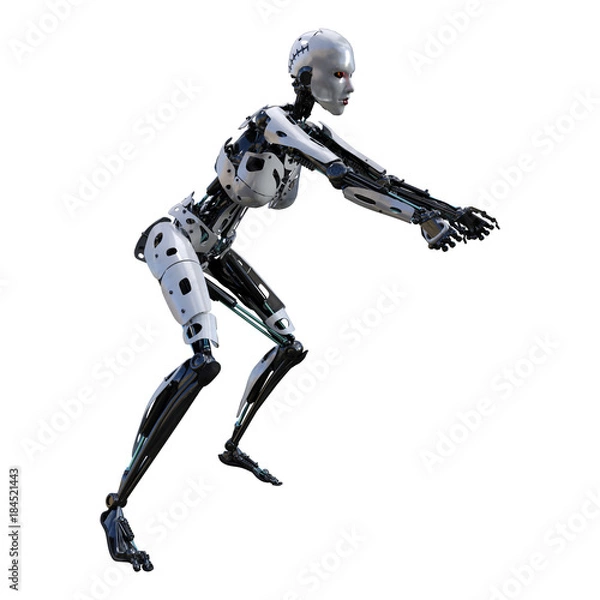 Fototapeta 3D Rendering Female Robot on White