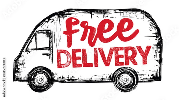 Obraz Free Delivery Van Illustration