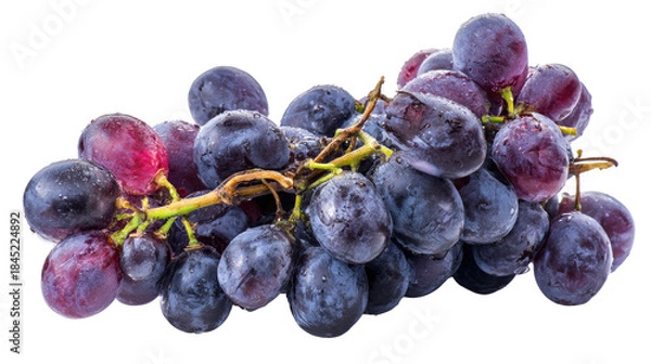 Obraz Fresh Black Grapes on Transparent Background