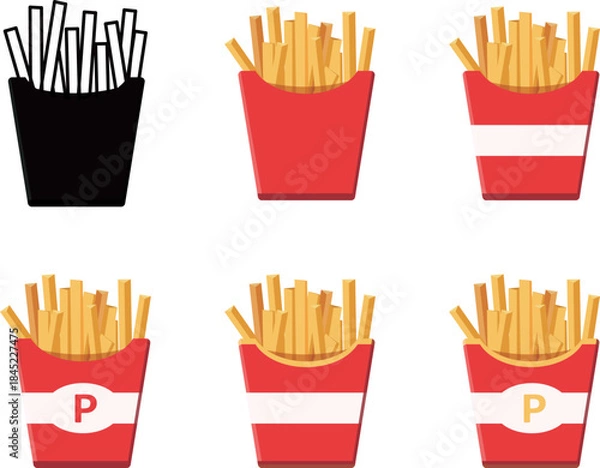 Fototapeta フライドポテト　アイコン　セット
