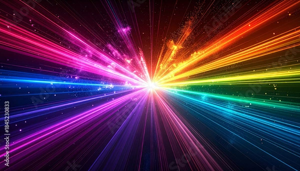 Obraz 中心から放射状に広がる虹色の光の爆発