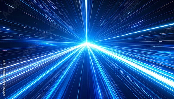 Obraz 青色放射光の一点透視・シンプルな光速空間