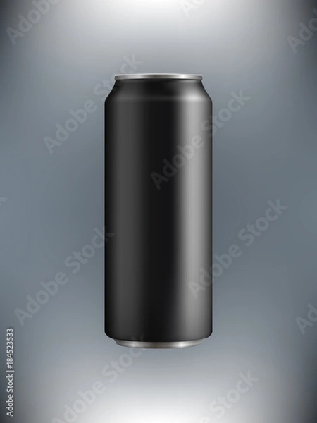 Fototapeta black Aluminum can with a drink on a backlit background
