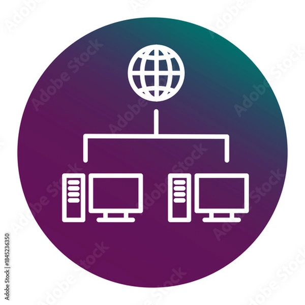 Obraz Network topology icon. Internet connection structure. Global web Vector scheme. Computer data exchange.