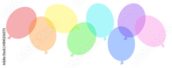 Obraz Colorful party balloons. Flying transparent objects. Overlapping sphere shapes. Vector celebration element.