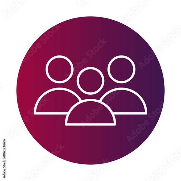 Obraz Teamwork people symbol. Social group icon. User community Vector. Gradient circular background.