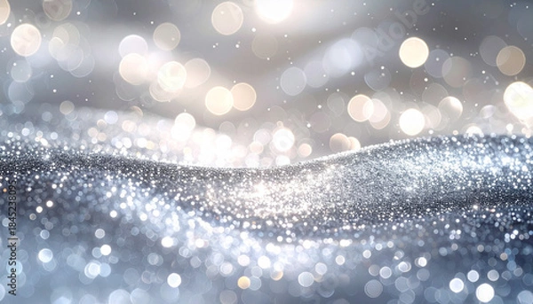 Obraz シルバーグレーのグリッター波が輝く高級感ある背景