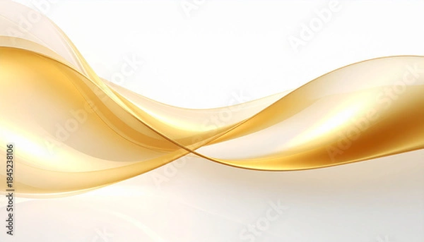 Obraz ゴールドの滑らかな波が交差するエレガント背景