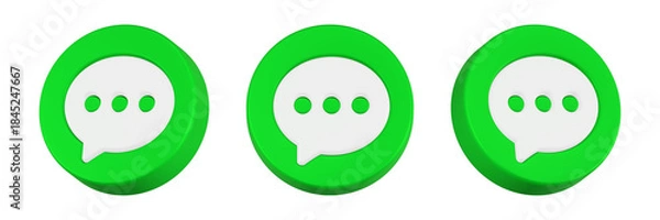Obraz chat bubble 3d rendering icon green button