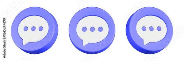 Obraz chat bubble 3d rendering icon blue button