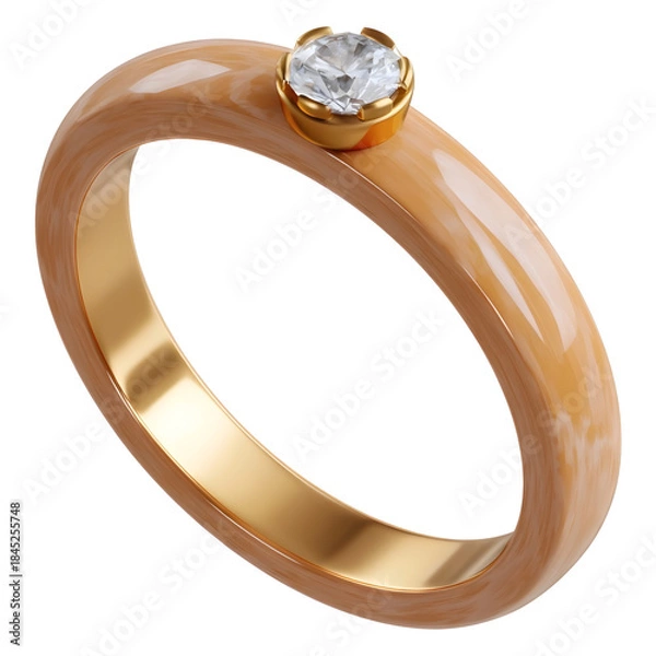 Obraz Elegant gold ring with a single diamond gemstone