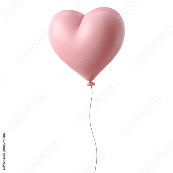 Obraz Pink heart shaped balloon floating with string