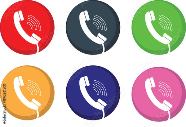 Obraz Rounded multicolor 3D phone icon design style