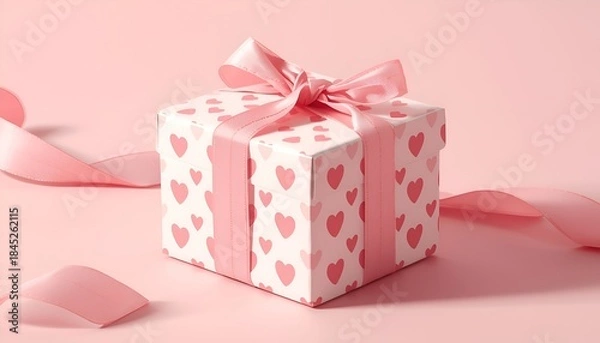 Fototapeta pink gift box with ribbon