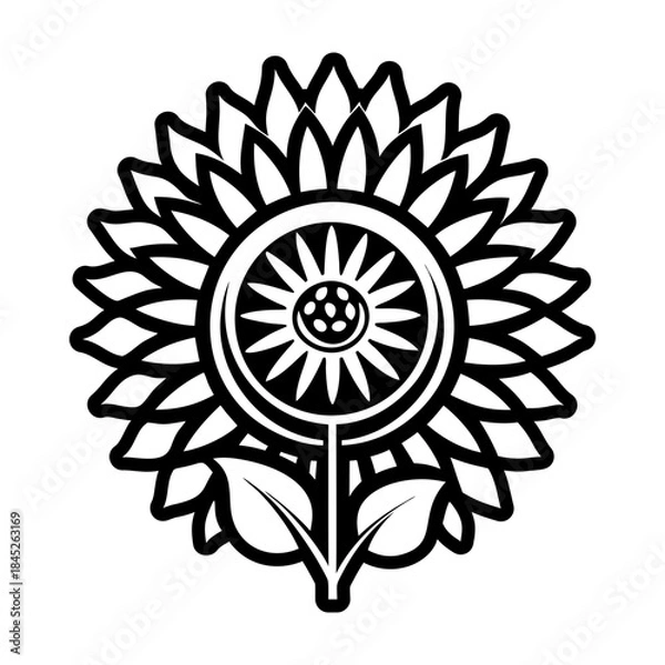 Fototapeta Glyph Style Sunflower Icons 
