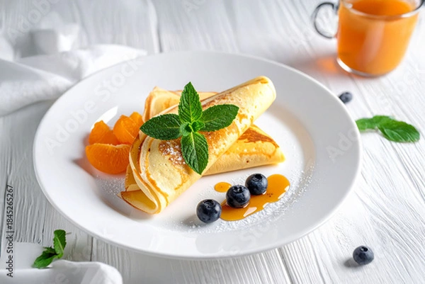 Obraz crêpes à l'orange et myrtilles