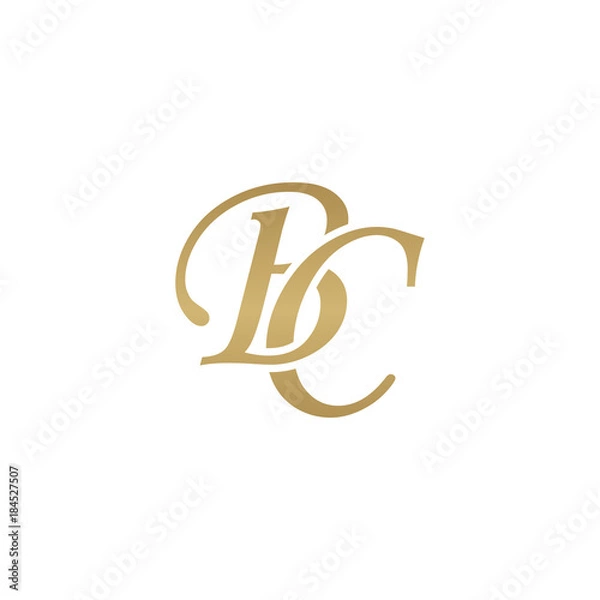 Fototapeta Initial letter BC, overlapping elegant monogram logo, luxury golden color