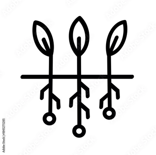 Obraz Growing plants technology icon.  Hydroponics icon. Vector graphic, not Artificial Intelligence, logo illustration. Replaceable vector design.	